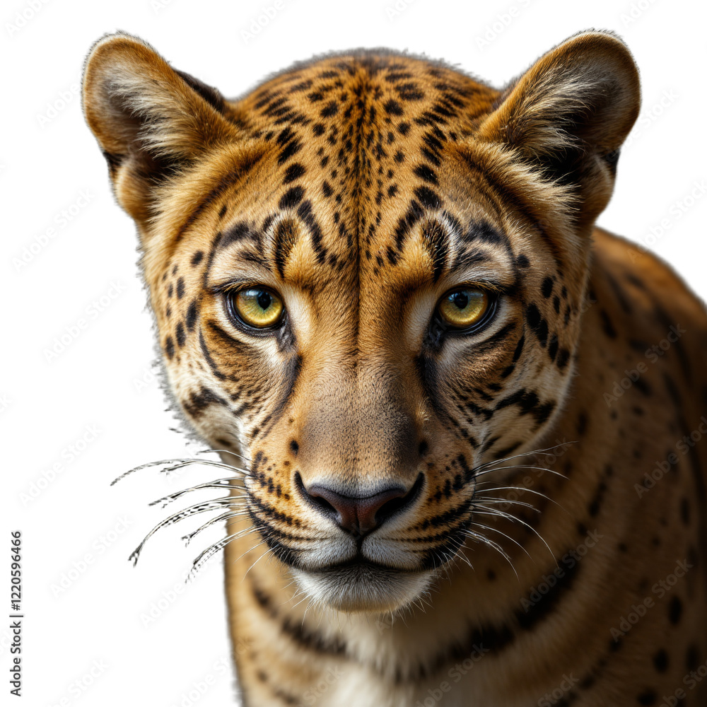 Fototapeta premium Leopard portrait with a transparent background