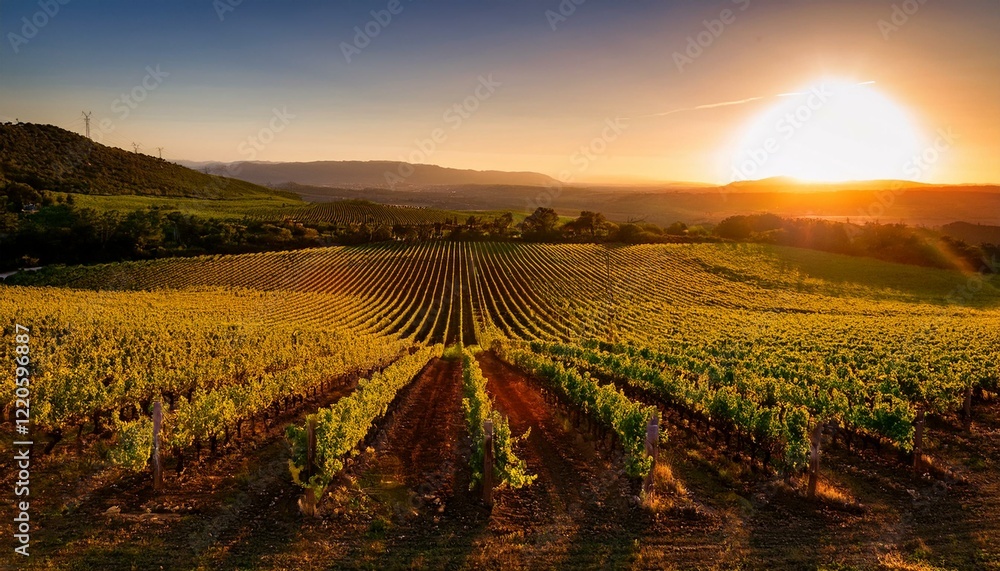 Fototapeta premium Peaceful Vineyard Landscape Background