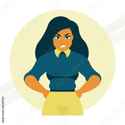 An illustration of an angry woman representing emotional expression and frustration