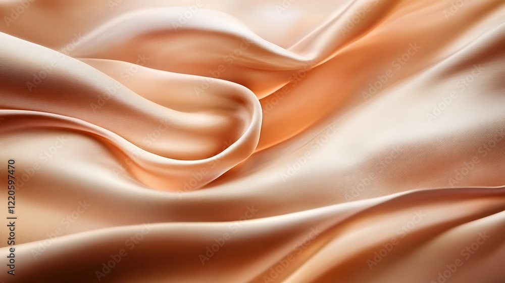 Fototapeta premium Draped Peach Colored Silk Fabric Showing Texture and Light