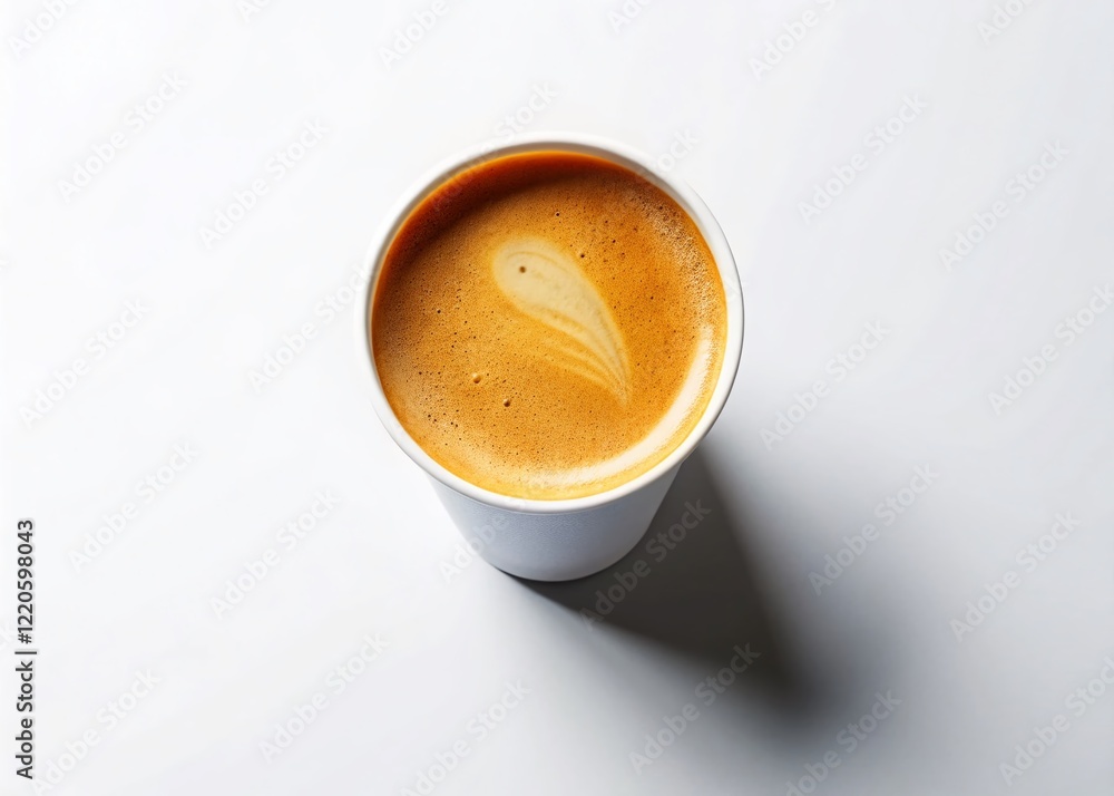 Aerial View of Single Paper Coffee Cup Isolated on White Background Aerial View of Single Paper Coffee Cup Isolated on White Background
