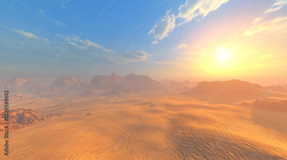 Golden Desert Sunset Landscape Scenic View Beautiful Mountain Range Warm Colors Summer Sky Nature Golden Desert Sunset Landscape Scenic View Beautiful Mountain Range Warm Colors Summer Sky Nature