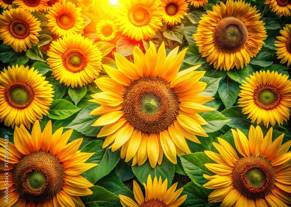 Aerial View of Vibrant Sunflower Flower Arrangement with Blank Space for Text - Drone Photography Aerial View of Vibrant Sunflower Flower Arrangement with Blank Space for Text - Drone Photography