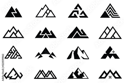Free Download A set of twelve unique, abstract mountain logos - GFXLoad