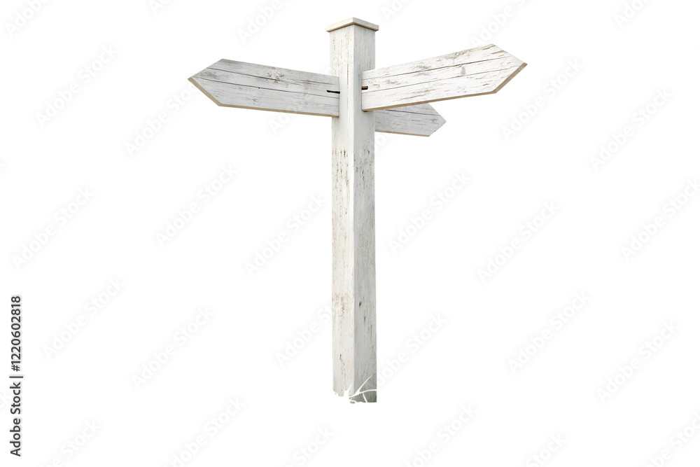 White wooden sign post isolated on transparent or white background, png White wooden sign post isolated on transparent or white background, png