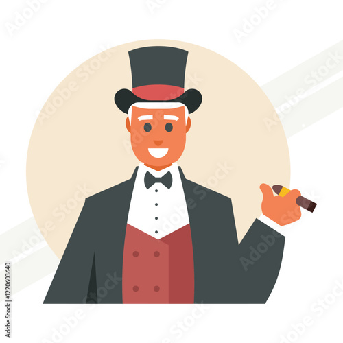 An illustration of a banker representing finance and banking professions