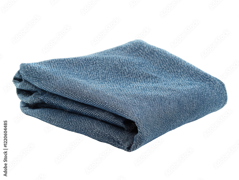 Isolated Folded Blue Denim Fabric Isolated Folded Blue Denim Fabric