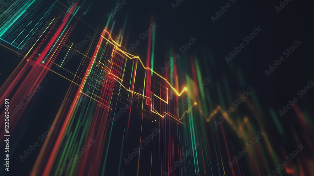 Fototapeta premium Abstract dark blue background with Colorful charts and graphs with statistics to innovative analyze business potential and forecast future development of companies growth.