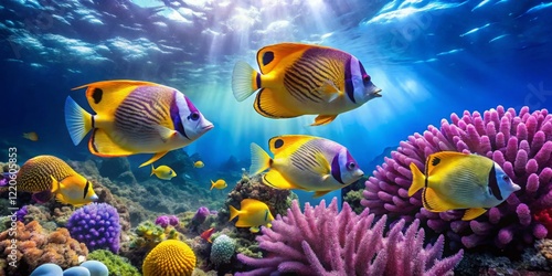 Vibrant Coral Reef with Colorful Tropical Fish photo