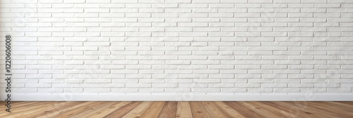 Textured white brick wall, rustic wood floor Loft interior detail , vintage, light wood, barn wood