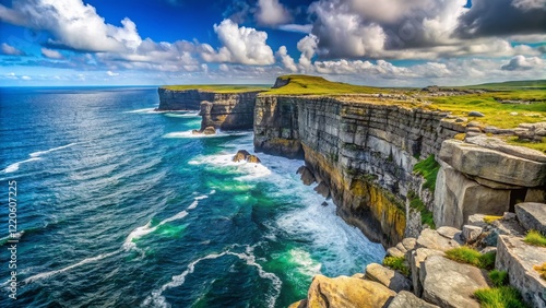 Aran Islands Ireland: Dramatic Cliffs, Coastal Landscape, High-Resolution Stock Photo