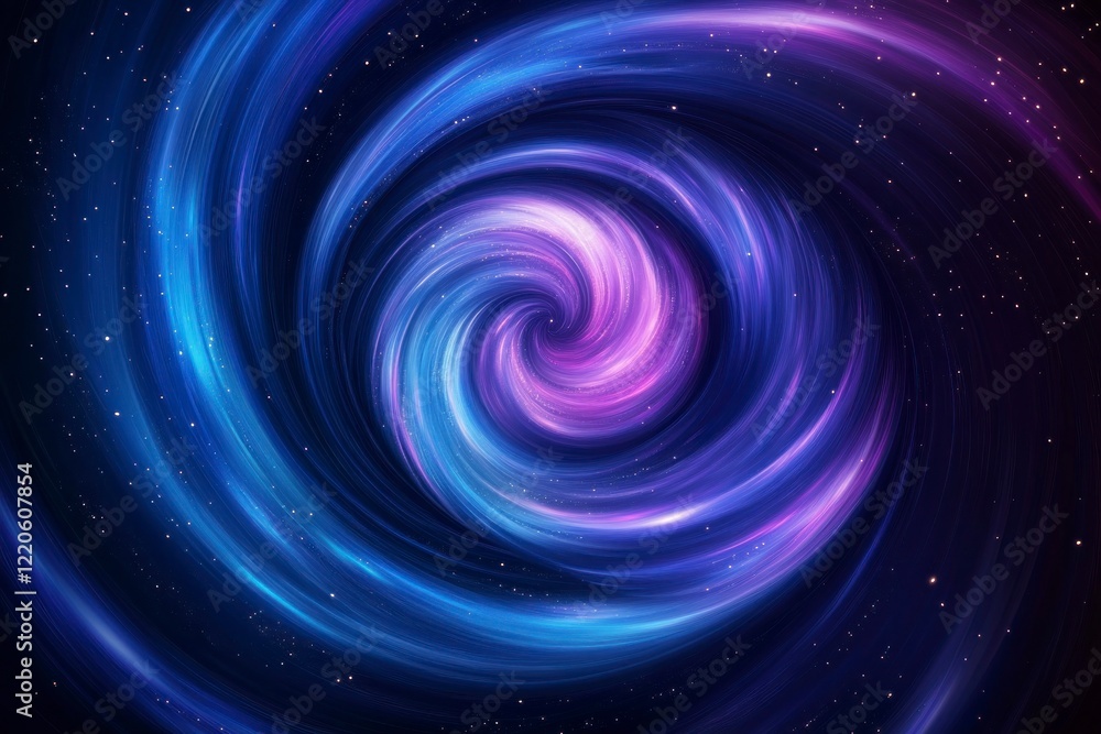 Fototapeta premium A dark blue-purple background with stars and swirls of color, a vector illustration of a spiral galaxy. Stars, stars, and the moon, stars in space, a swirling starry sky. 