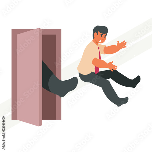 An illustration of a boss kicking out an employee representing job termination and authority
