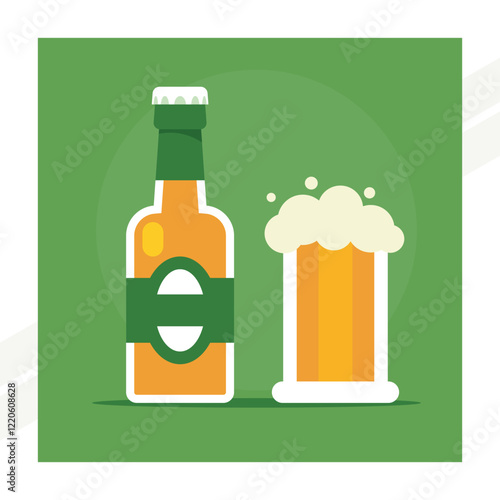 An illustration of a bottle of beer representing beverage and relaxation