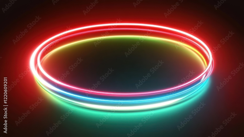 Fototapeta premium Vibrant Neon Rings Create Abstract Circular Art