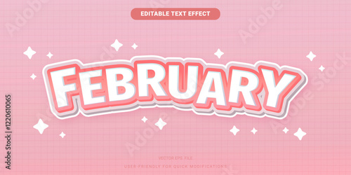 Lovely Editable February Text Effect for Celebration and Seasonal Themes fun style mix vibrant pink red