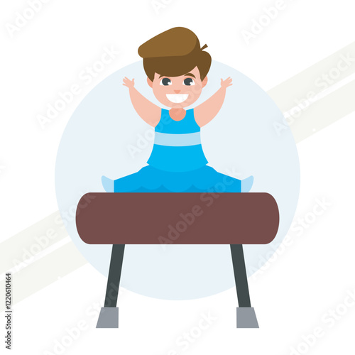 A boy doing gymnastics on a pommel horse representing skill and athleticism
