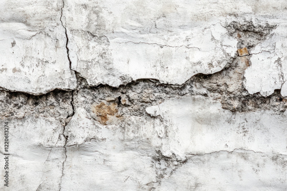 A white background of a rough concrete wall with cracks, in a light gray and white color tone. A white background of a rough concrete wall with cracks, in a light gray and white color tone.