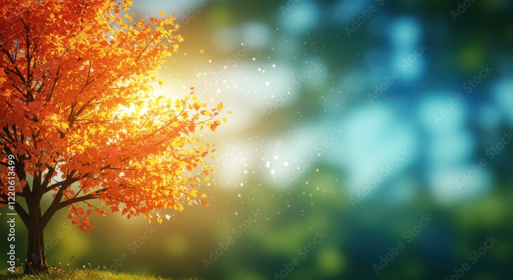 Glowing Orange Tree and Golden Rays Glowing Orange Tree and Golden Rays