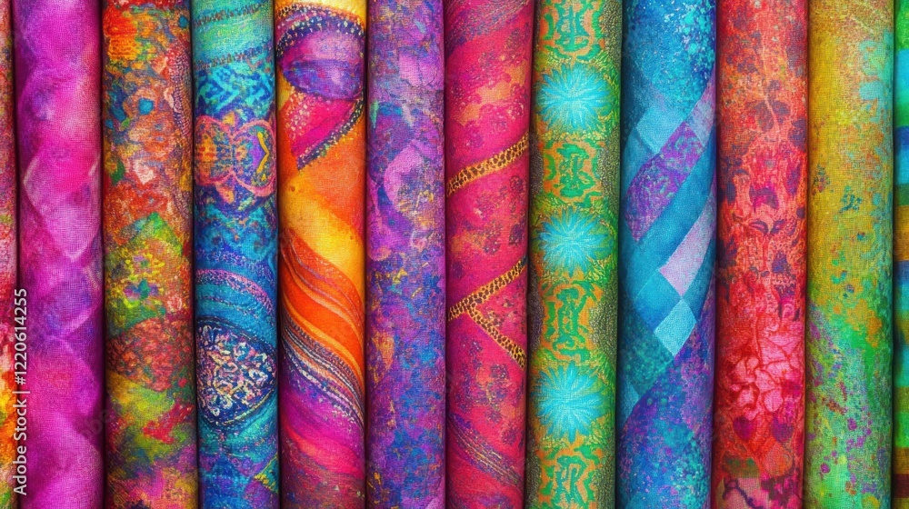 Vibrant Textile Patterns in Boutique Setting with Natural Light Vibrant Textile Patterns in Boutique Setting with Natural Light