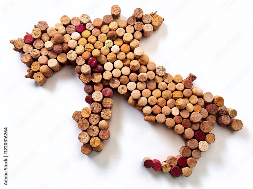 Biella Province Map Crafted from Wine Corks, Isolated on White Biella Province Map Crafted from Wine Corks, Isolated on White