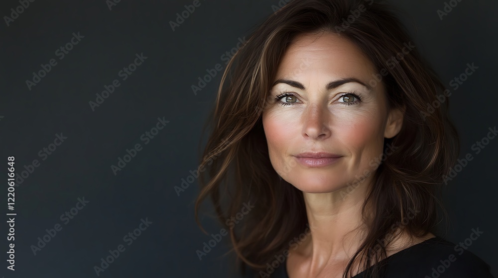 A captivating depiction of a beautiful woman in her 40s. A captivating depiction of a beautiful woman in her 40s.