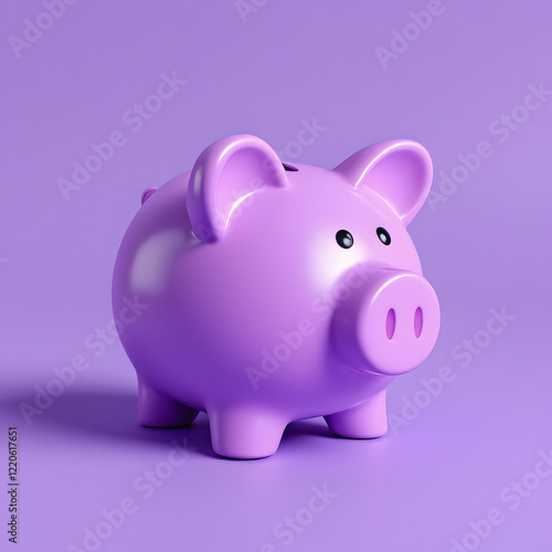 Purple Piggy Bank on Lavender Background 3d Render