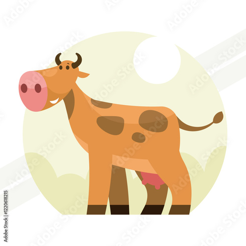 An illustration of a brown cow representing agriculture and livestock