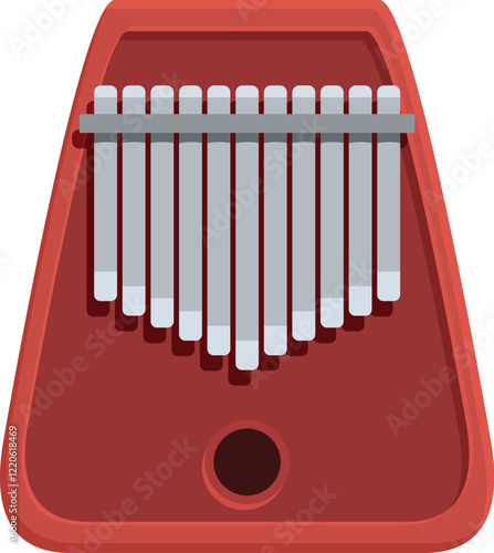 Red kalimba musical instrument isolated on white background, creating a vibrant and captivating image