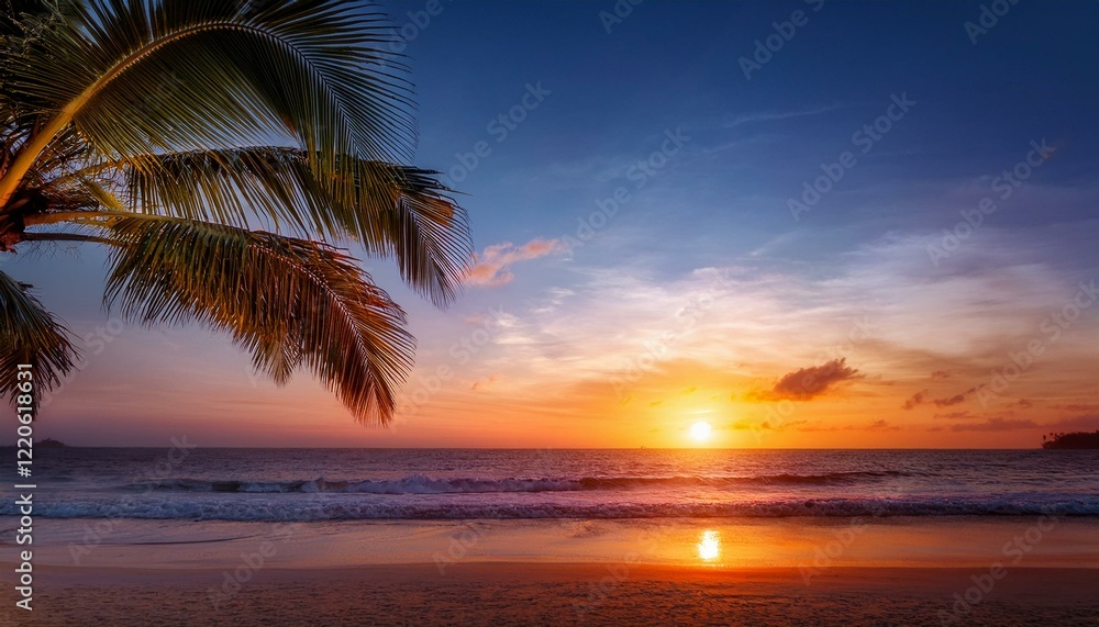 Fototapeta premium Peaceful Palm Tree Landscape Background