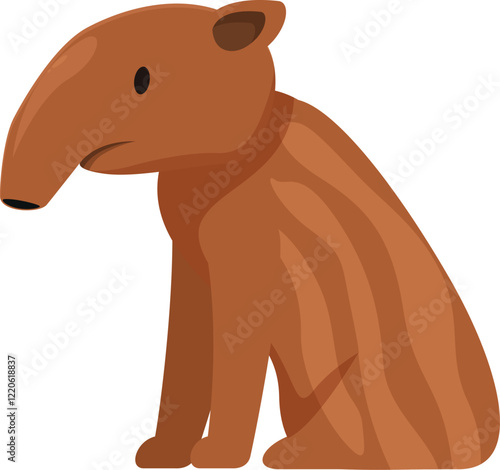 Adorable illustration of a south american tapir sitting peacefully, its distinctive stripes and long snout adding to its charm