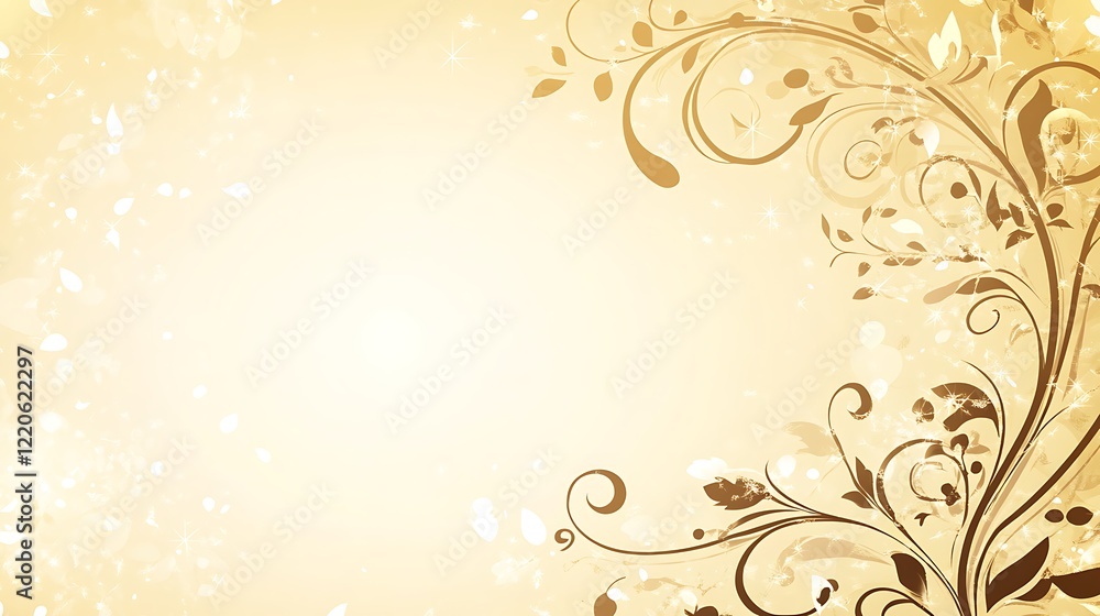 Elegant Golden Floral Design Background With Sparkle Elegant Golden Floral Design Background With Sparkle