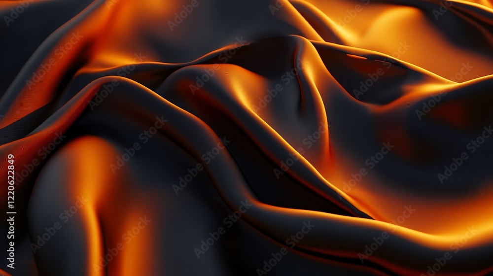 Obraz premium Abstract Dark Fabric Illuminated With Orange Light