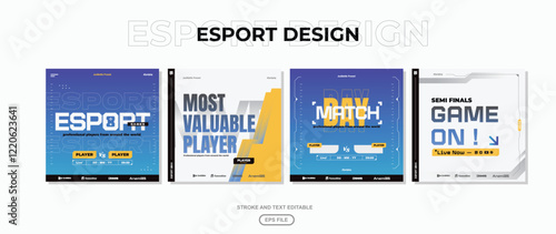 E-sport social media post template vector. Esports Gaming New Player Social Media Post Design Template