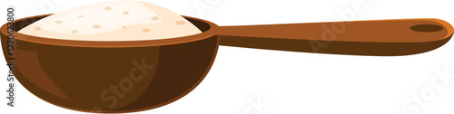 Wooden spoon holding active dry yeast granules, essential ingredient for making bread and other baked goods