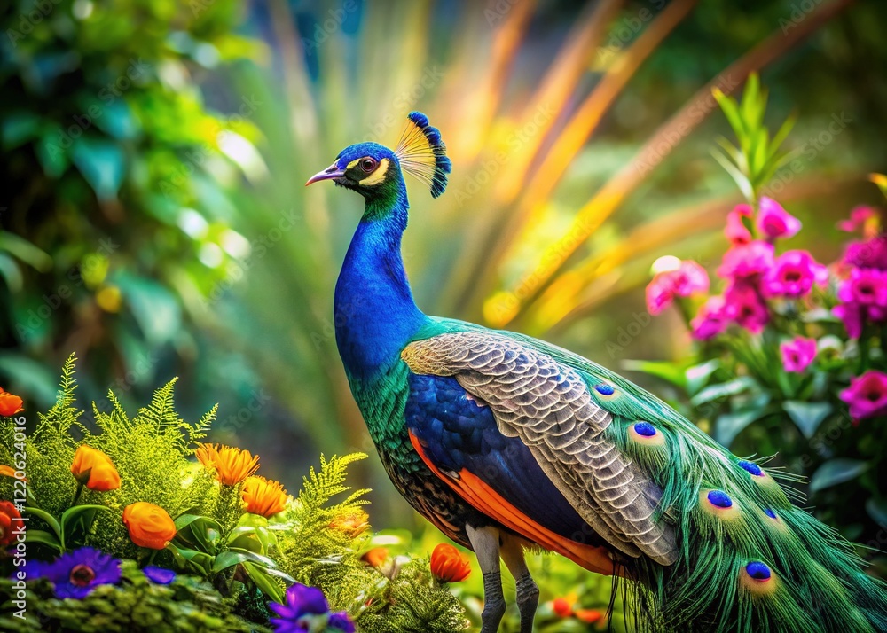 Fototapeta premium Majestic Peacocks in Nature's Embrace: Stunning Wildlife Photography