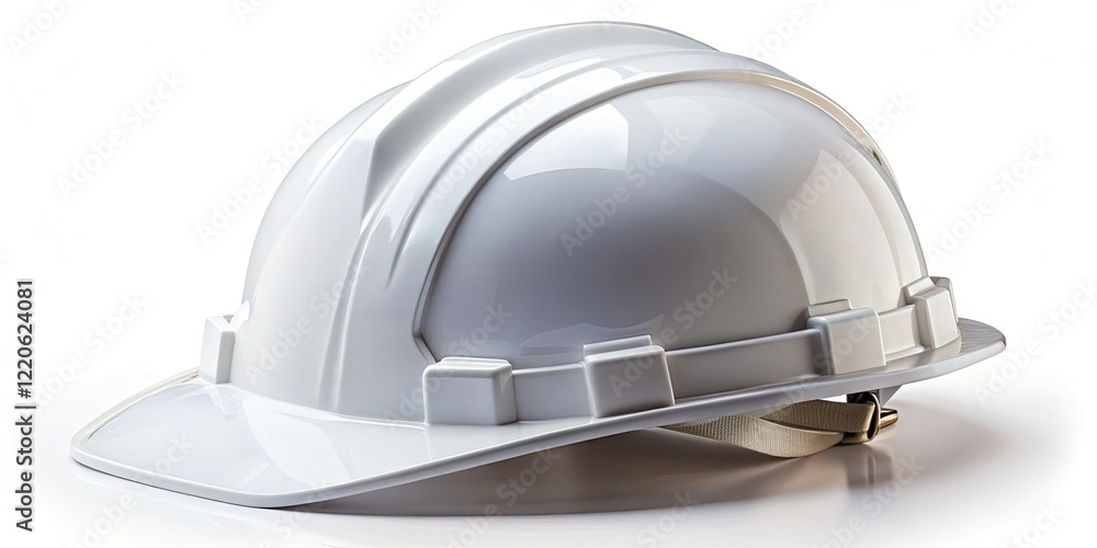 Fototapeta premium Crisp, high-resolution image of a pristine white hard hat, isolated on a transparent background; perfect for construction or architectural projects.