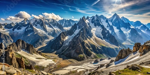 Majestic Mont Blanc Massif View from Blanc Refuge Ascent - Stunning Alpine Landscape Photography