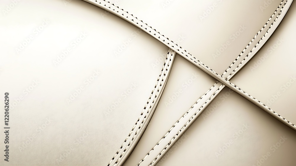 Obraz premium Elegant Beige Leather Texture With Stitching Detail