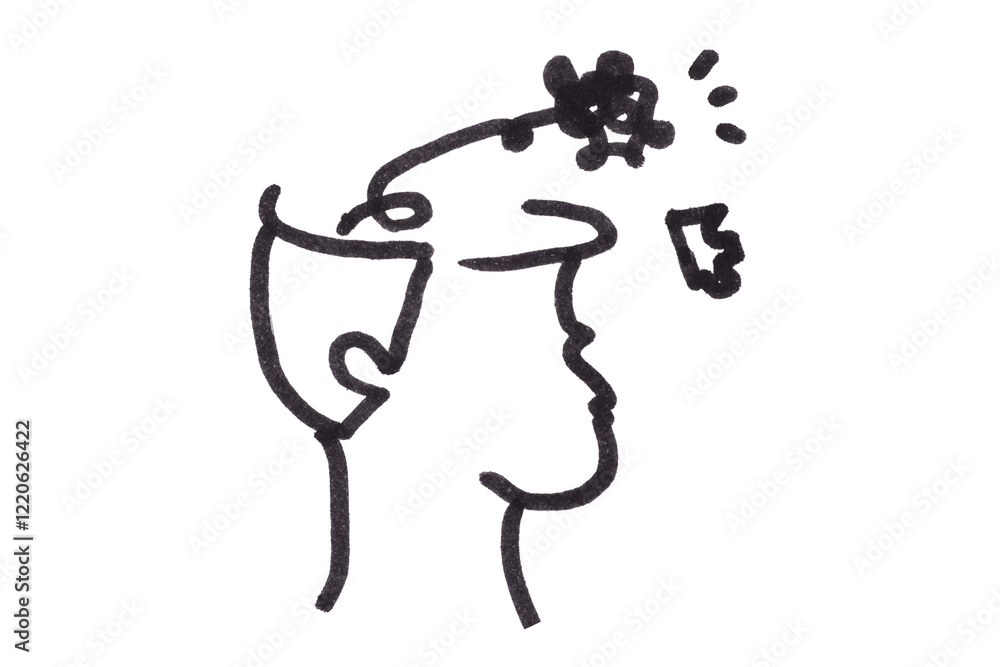 Black pencil drawing with ideas about mental health and psychotherapy. Black pencil drawing with ideas about mental health and psychotherapy.