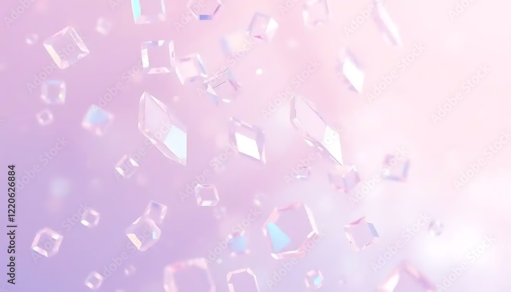 Shimmering Crystal Fragments Falling Softly Through Pastel Air Shimmering Crystal Fragments Falling Softly Through Pastel Air