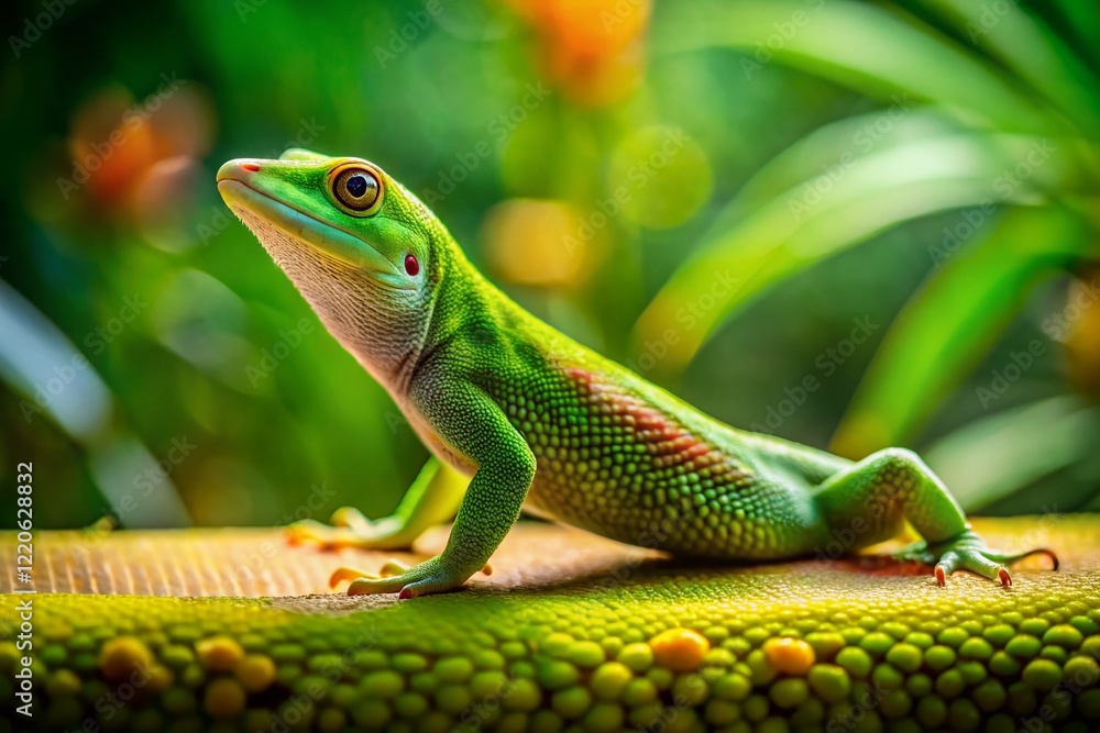 Candid Gecko Yoga Pose: Peaceful Reptile Stretching in Nature Candid Gecko Yoga Pose: Peaceful Reptile Stretching in Nature