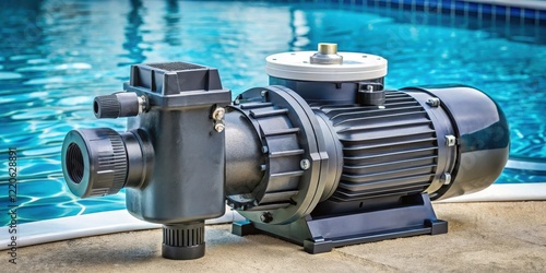 pump for water circulation in pool with aerator photo