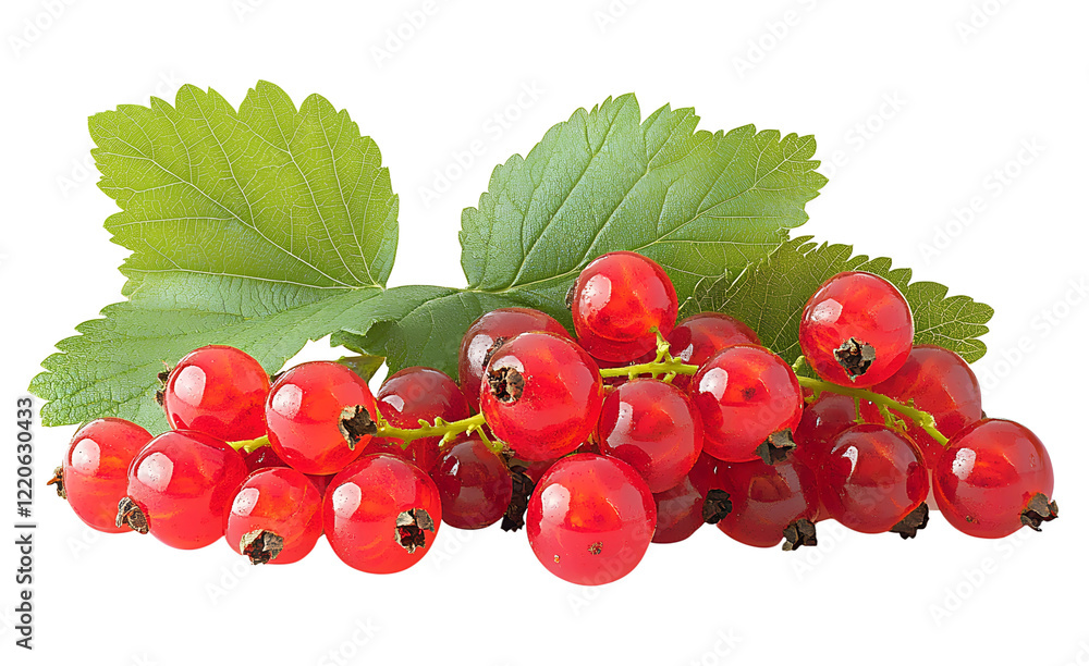 Red currants with leaves isolated on transparent background Red currants with leaves isolated on transparent background