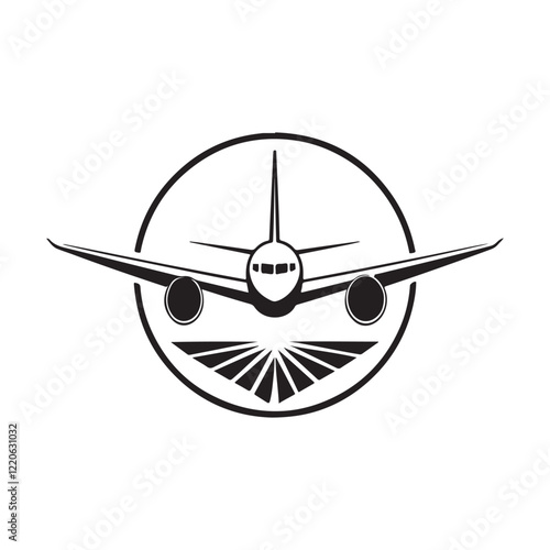 flight plane silhouette vector clip art logo design