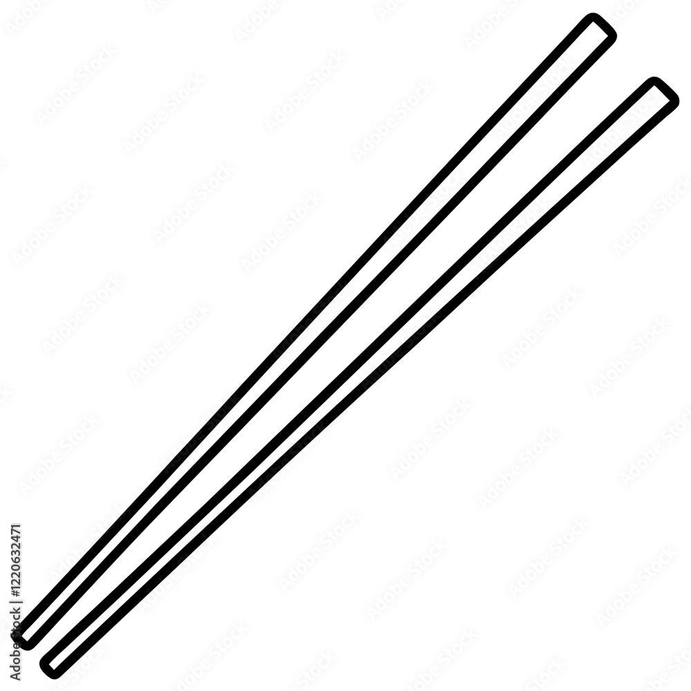 Elegant Chopsticks in Simple Line Art Style Elegant Chopsticks in Simple Line Art Style