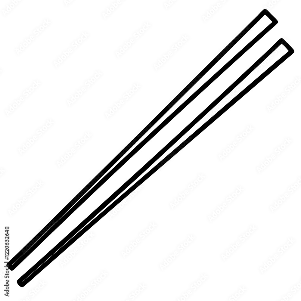 Elegant Chopsticks in Simple Line Art Style Elegant Chopsticks in Simple Line Art Style
