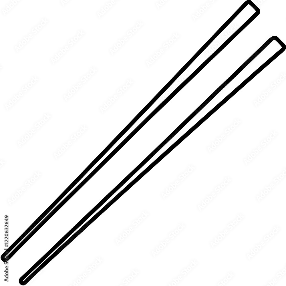 Elegant Chopsticks in Simple Line Art Style Elegant Chopsticks in Simple Line Art Style
