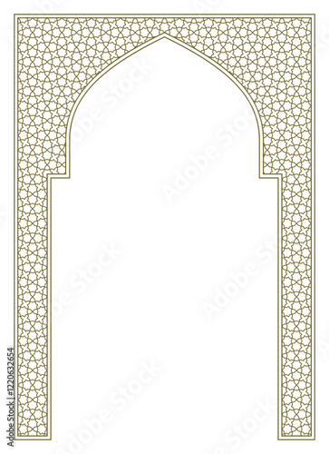 Rectangular arch .Proportion A4 format .Arabic ornament for invitation card ,diploma, book cover,sertificat