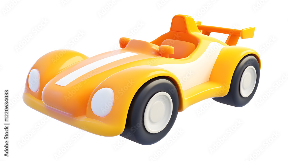 Vibrant Yellow Plastic Toy Car for Playful Adventures isolated on transparent or white background, png Vibrant Yellow Plastic Toy Car for Playful Adventures isolated on transparent or white background, png